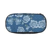 Xzdal Beautiful Roses On Blue Background Printed Pencil Bag for Storing Stationery Or Cosmetics, Catering to Diverse Storage Needs