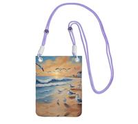XZDAL Birds on the beach Crossbody Mobile Phone Bag Purple for Women, Fashionable and Adjustable, Lightweight for Daily Use
