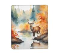 XZDAL Deer by the river Multi-Color Thickened Rubber Lock Edge Mouse Pad 10 x 12 inch for Office, Gaming, Study, and Work Desk