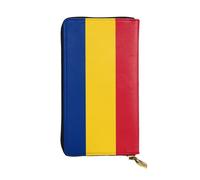 XZDAL Flag of Romania Fashionable Leather Long Clutch Wallet with Card Slots, Cash Pocket, and Zippered Coin Section