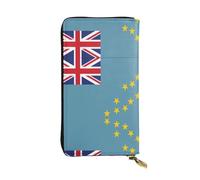XZDAL Flag of Tuvalu Fashionable Leather Long Clutch Wallet with Card Slots, Cash Pocket, and Zippered Coin Section