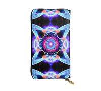 XZDAL Four Dimensional Space Fashionable Leather Long Clutch Wallet with Card Slots, Cash Pocket, and Zippered Coin Section