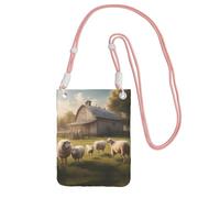 XZDAL Lots of cute sheep Crossbody Mobile Phone Bag Pink for Women, Fashionable and Adjustable, Lightweight for Daily Use