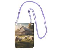XZDAL Lots of cute sheep Crossbody Mobile Phone Bag Purple for Women, Fashionable and Adjustable, Lightweight for Daily Use