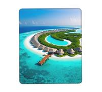 XZDAL Maldives Scenery Multi-Color Thickened Rubber Lock Edge Mouse Pad 10 x 12 inch for Office, Gaming, Study, and Work Desk