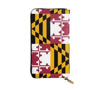 XZDAL Maryland State Flag Fashionable Leather Long Clutch Wallet with Card Slots, Cash Pocket, and Zippered Coin Section