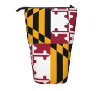 XZDAL Maryland State Flag Pencil Case with Expandable Design, Portable and Lightweight Storage for Stationery, Small Items
