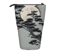 XZDAL Pine Tree Under The Moon Pencil Case with Expandable Design, Portable and Lightweight Storage for Stationery, Small Items