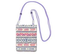 XZDAL Plain geometric floral pattern Crossbody Mobile Phone Bag Purple for Women, Fashionable and Adjustable, Lightweight for Daily Use