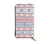 XZDAL Plain Geometric Floral Pattern Fashionable Leather Long Clutch Wallet with Card Slots, Cash Pocket, and Zippered Coin Section