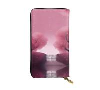 XZDAL Romantic Vibes Fashionable Leather Long Clutch Wallet with Card Slots, Cash Pocket, and Zippered Coin Section