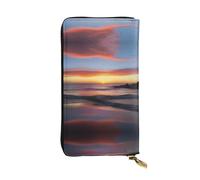 XZDAL Sunrise Bliss Fashionable Leather Long Clutch Wallet with Card Slots, Cash Pocket, and Zippered Coin Section