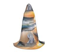 XZDAL Sunset over the waves Hooded Cape S For Teenagers Long Cloak Costume Cosplay Masquerade Carnival Party