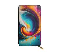 XZDAL Surreal Enigma Fashionable Leather Long Clutch Wallet with Card Slots, Cash Pocket, and Zippered Coin Section