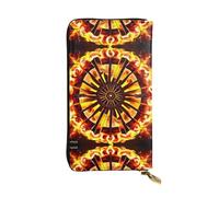 XZDAL Turning The Flame Fashionable Leather Long Clutch Wallet with Card Slots, Cash Pocket, and Zippered Coin Section