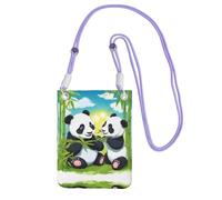 XZDAL Two happy pandas Crossbody Mobile Phone Bag Purple for Women, Fashionable and Adjustable, Lightweight for Daily Use