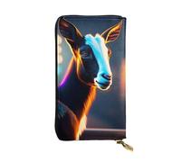 XZDAL Ultra Realistic Cyberpunk Goat Fashionable Leather Long Clutch Wallet with Card Slots, Cash Pocket, and Zippered Coin Section