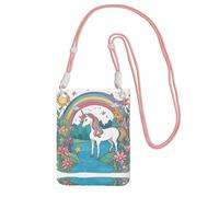 XZDAL Unicorns by the river Crossbody Mobile Phone Bag Pink for Women, Fashionable and Adjustable, Lightweight for Daily Use