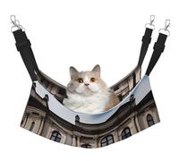 XZDAL Velvety Soft aOld Architecture Hammock M for Pet Cats, Adjustable with Metal Hooks, Double-Sided for Ultimate Comfort