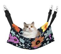 XZDAL Velvety Soft Beautiful colourful flowers Hammock M for Pet Cats, Adjustable with Metal Hooks, Double-Sided for Ultimate Comfort