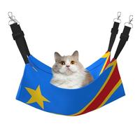 XZDAL Velvety Soft Flag of the Congo Hammock L for Pet Cats, Adjustable with Metal Hooks, Double-Sided for Ultimate Comfort