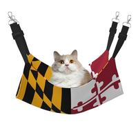 XZDAL Velvety Soft Maryland State Flag Hammock L for Pet Cats, Adjustable with Metal Hooks, Double-Sided for Ultimate Comfort