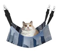 XZDAL Velvety Soft Modern Skyscrapers Hammock L for Pet Cats, Adjustable with Metal Hooks, Double-Sided for Ultimate Comfort