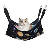 XZDAL Velvety Soft Saturn Jupiter Earth Hammock M for Pet Cats, Adjustable with Metal Hooks, Double-Sided for Ultimate Comfort