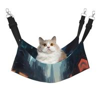 XZDAL Velvety Soft The City on the Water Hammock L for Pet Cats, Adjustable with Metal Hooks, Double-Sided for Ultimate Comfort