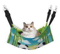 XZDAL Velvety Soft Two happy pandas Hammock L for Pet Cats, Adjustable with Metal Hooks, Double-Sided for Ultimate Comfort