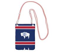 XZDAL Wyoming State Flag Crossbody Mobile Phone Bag Pink for Women, Fashionable and Adjustable, Lightweight for Daily Use
