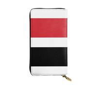 XZDAL Yemeni Flag Fashionable Leather Long Clutch Wallet with Card Slots, Cash Pocket, and Zippered Coin Section