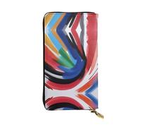 XZDCAL a Brushstrokes Fashionable Leather Long Clutch Wallet for Girls and Women with Multiple Compartments, Black, One Size