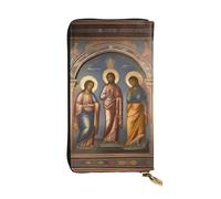XZDCAL a Divine Frescoes Fashionable Leather Long Clutch Wallet for Girls and Women with Multiple Compartments, Black, One Size