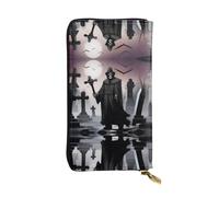 XZDCAL a TombstoneTerrors Fashionable Leather Long Clutch Wallet for Girls and Women with Multiple Compartments, Black, One Size