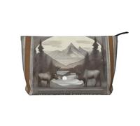 XZDCAL a Wild Journeys Corduroy Makeup Bag with A Sturdy Lining for Travel and Daily Use, Black, One Size