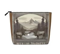 XZDCAL a Wild Journeys Single-Layer Linen-Look Makeup Pouch with Zipper Ensuring for Your Daily or Travel Needs, Black, One Size