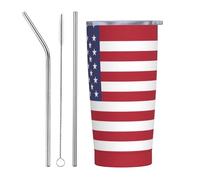 XZDCAL American flag 20oz Stainless Steel Mug with Straw and Slide Lid for Coffee, Tea, or Iced Drinks