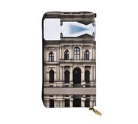 XZDCAL aOld Architecture Fashionable Leather Long Clutch Wallet for Girls and Women with Multiple Compartments, Black, One Size