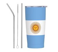 XZDCAL Argentine flag 20oz Stainless Steel Mug with Straw and Slide Lid for Coffee, Tea, or Iced Drinks