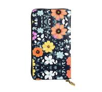 XZDCAL Beautiful colourful flowers Fashionable Leather Long Clutch Wallet for Girls and Women with Multiple Compartments, Black, One Size