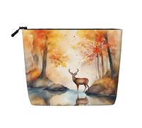 XZDCAL beautiful deer Single-Layer Linen-Look Makeup Pouch with Zipper Ensuring for Your Daily or Travel Needs, Black, One Size