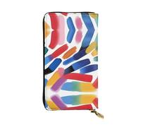 XZDCAL Brushstrokes (1) Fashionable Leather Long Clutch Wallet for Girls and Women with Multiple Compartments, Black, One Size