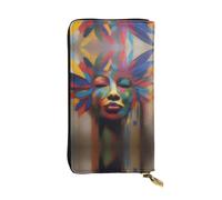 XZDCAL Brushstrokes Fashionable Leather Long Clutch Wallet for Girls and Women with Multiple Compartments, Black, One Size