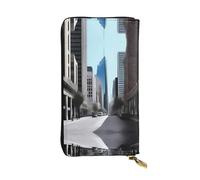 XZDCAL City Street Fashionable Leather Long Clutch Wallet for Girls and Women with Multiple Compartments, Black, One Size