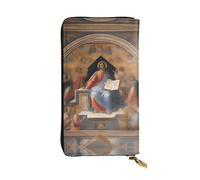 XZDCAL Divine Frescoes Fashionable Leather Long Clutch Wallet for Girls and Women with Multiple Compartments, Black, One Size