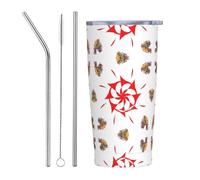XZDCAL Eight-way rotation 20oz Stainless Steel Mug with Straw and Slide Lid for Coffee, Tea, or Iced Drinks