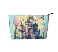 XZDCAL Fairytale Castle Corduroy Makeup Bag with A Sturdy Lining for Travel and Daily Use, Black, One Size