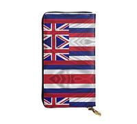 XZDCAL Flag of Hawaii American Fashionable Leather Long Clutch Wallet for Girls and Women with Multiple Compartments, Black, One Size