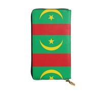 XZDCAL Flag of Mauritania Fashionable Leather Long Clutch Wallet for Girls and Women with Multiple Compartments, Black, One Size